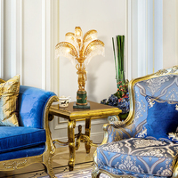 Lampe de table vintage en laiton et cristal, style rococo français, feuilles de palmier, grande taille, pour la décoration de la maison, salon, lampe de bureau en cuivre LED