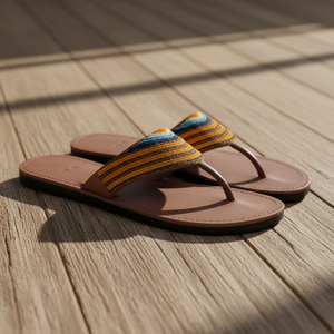 Pantuflas de Cuero Artesanales de Uganda con Forro de Cuero Genuino, Zapatos Tradicionales Sin Cordones para el Hogar, Disponibles en Stock - Product Image 1