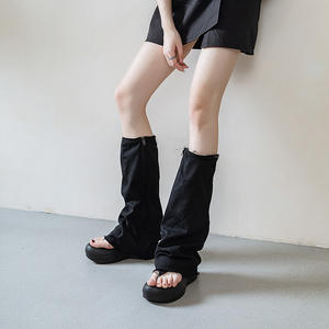 Botas de tacón alto de mezclilla con plataforma y puntera abierta para mujer, estilo oscuro, diseño de nicho, 2026 - Product Image 1