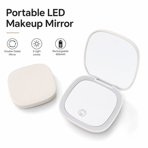 Cermin Rias LED Sensor Sentuh Pembesar Dua Sisi, Kontrol Smart On/Off, <span class=keywords><strong>Mini</strong></span> Portabel, 3 Mode Cahaya untuk Penggunaan Sehari-hari - Product Image 2