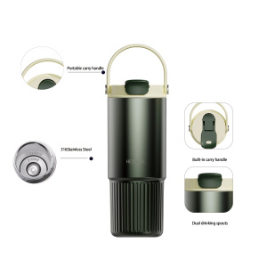 Gourde isotherme tendance 30oz en acier inoxydable 316L, vert forêt, avec poignée, logo personnalisé, isolation 24h, écologique, durable, sous vide - Product Image 3