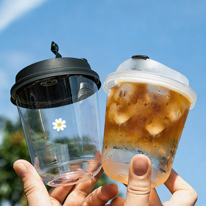 Gobelet en plastique <span class=keywords><strong>PET</strong></span> jetable transparent personnalisé avec logo, diamètre 98 mm, 18 oz, 500 ml, pour matcha latte, café, boissons froides - Product Image 4