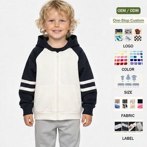 <span class=keywords><strong>Sweat</strong></span> à capuche zippé intégral en polaire à blocs de couleur et à manches raglan, surdimensionné, à rayures, personnalisé et brodé, pour enfants, garçons, tout-petits et bébés - Product Image 1