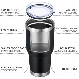 Gobelet isotherme sous vide en acier inoxydable de 30 oz avec couvercle, paille et brosse, isolation thermique de 6 à 12 heures, compatible eau bouillante, pour usage quotidien - Product Image 4
