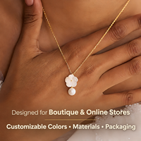 Collier personnalisé à faible MOQ en pierre naturelle, plaqué or, en acier inoxydable, avec perles baroques d'eau douce pour boutiques