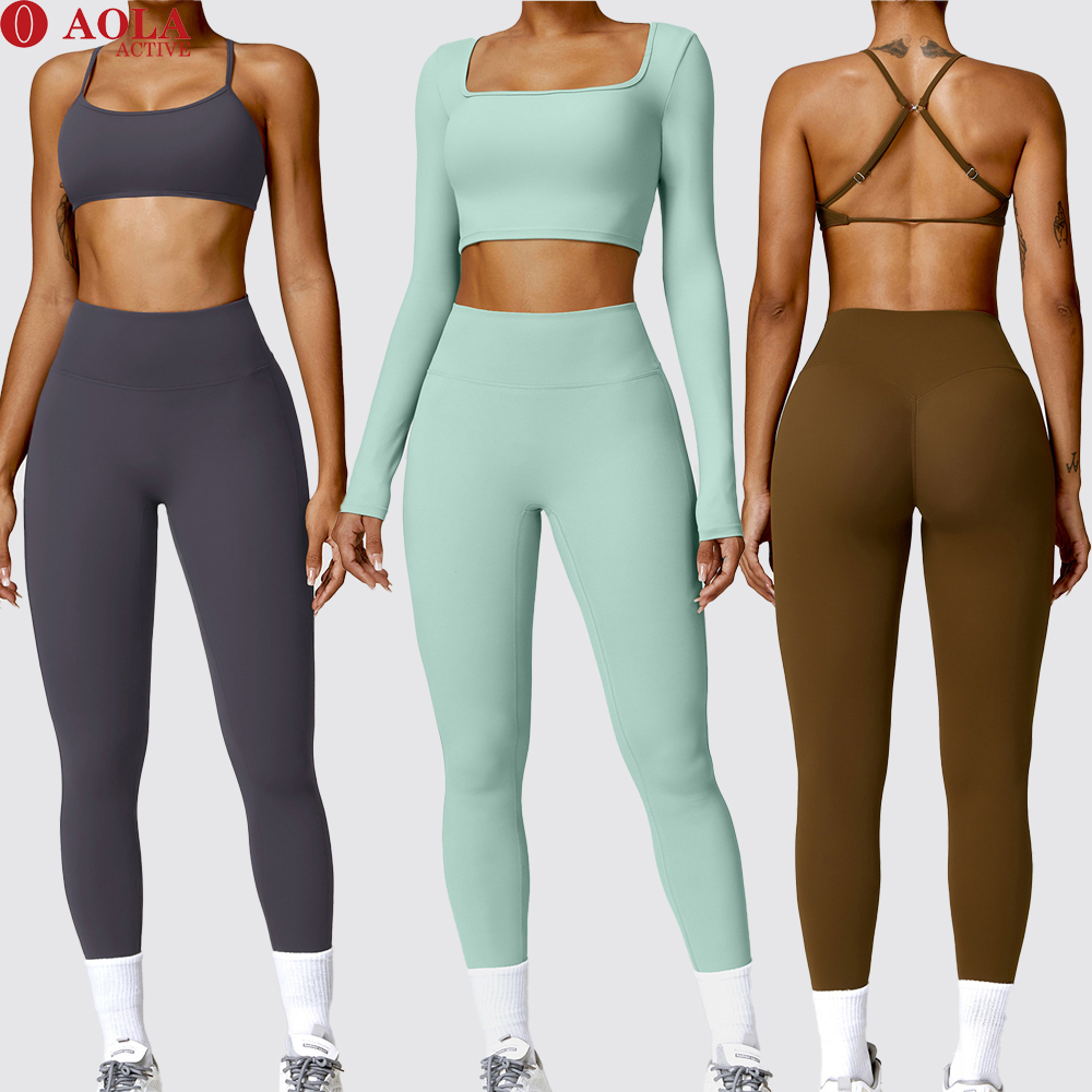 AOLA Sports Suit Tight Legging Sports Kit Ladies Gym Wear Fitness Clothing Sport Yoga Sets Seamless Woman Yoga Wear