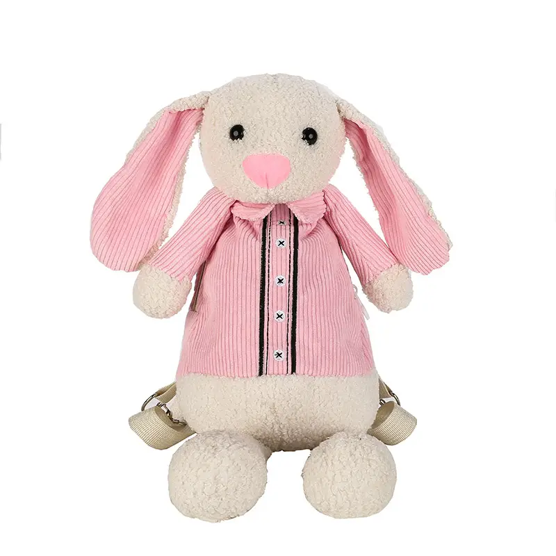Cartoon stuffed animal pink bunny shoulder bag rabbit plush toy backpack