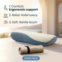 Oreiller de contour en mousse à mémoire de forme portable, pliable, pour le soutien cervical, idéal pour la chambre et l'hôtel
