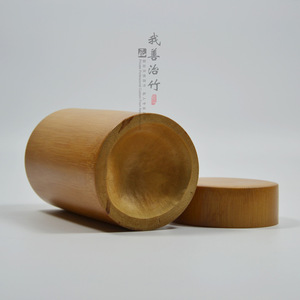 Bamboo Tea Canister Wooden Lid Carved Cartoon Girl Design For Tea Storage Chongqing Origin LyC00251532 - Product Image 3