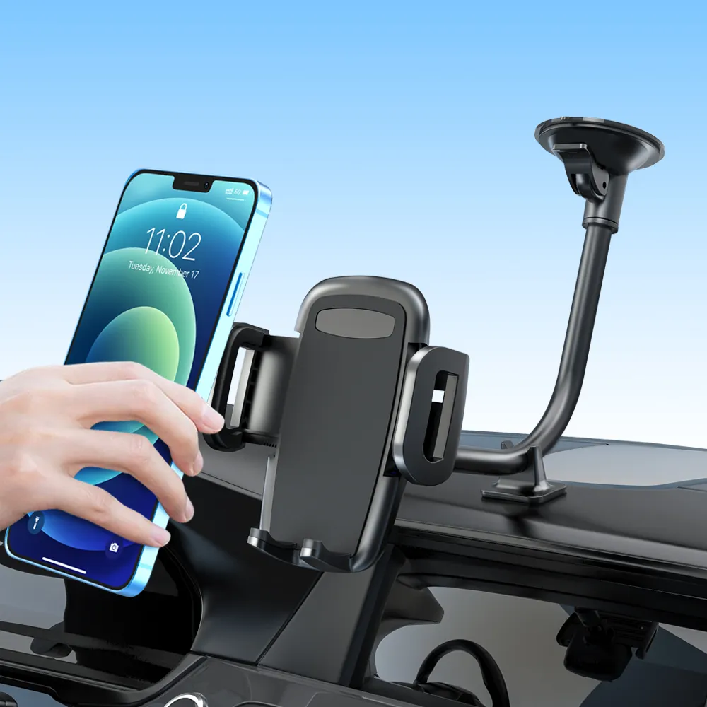 Gooseneck Strong Suction Cell Phone Holder for Car Phone Mount Long Arm Windshield Anti-Shake Stabilizer Car Phone Holder