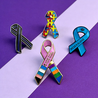 Broches en émail personnalisées en gros, épingles de revers avec logo personnalisé et ruban de sensibilisation pour les campagnes de collectes de fonds et de sensibilisation caritative