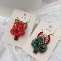 Pince à cheveux de Noël mignonne style INS pour fille, accessoire capillaire en tissu fait main, ornement de cheveux pour étudiante, coiffe, accessoires pour filles