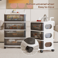 Meuble de rangement pliable à 1-5 niveaux en plastique avec tiroirs pour chambre, cuisine, salon, sur pied avec roulettes