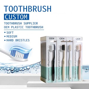 Cepillos de dientes de <span class=keywords><strong>cerdas</strong></span> suaves manuales para adultos OEM para limpieza profunda de cepillo de dientes de hoteles domésticos - Product Image 1