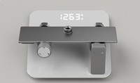Ensemble de douche mural minimaliste à deux modes avec contrôle thermostatique, finition noire, pour usage domestique et hôtelier, avec robinet