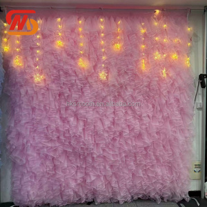 SMOOTH New Design Customized Pink Tulle <b>Flower</b> <b>Wall</b> Backdrop for Wedding Party Events Decor - Product Image 2