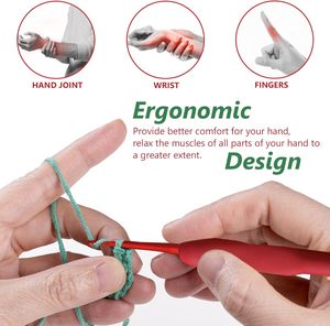 Hoàn thành màu đỏ/Hồng mềm-xử lý Crochet Set với thêm dài kim người mới bắt đầu <span class=keywords><strong>Kit</strong></span> văn phòng phẩm box & <span class=keywords><strong>DIY</strong></span> công cụ-Món quà sinh nhật - Product Image 6