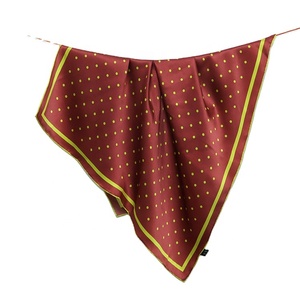 Sciarpa di <span class=keywords><strong>seta</strong></span> 100% di lusso da 14 mm quadrata 60x60cm marrone <span class=keywords><strong>rosso</strong></span> con pois gialli accessori moda da donna in raso morbido regalo - Product Image 2