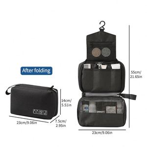 Bolsa de Aseo de Viaje de Tela Catiónica, Bolsa de Cosméticos Portátil, Bolsa de Maquillaje Multifuncional con Gancho - Product Image 3