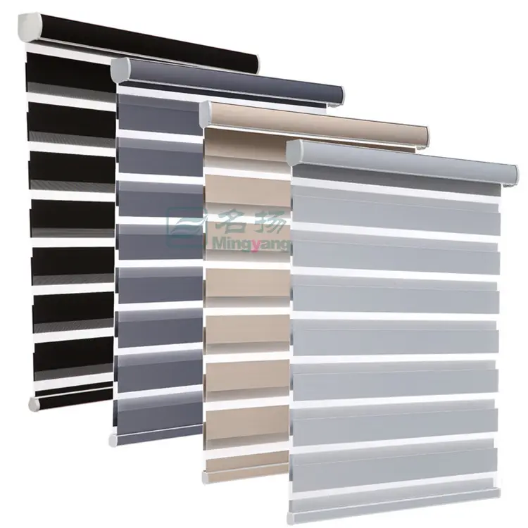 Window blinds smart double layer zebra roller blind fabric day and night zebra blinds electric roller shades