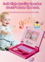 Ordenador portátil de música de animación educativa temprana, Ordenador de música con luz de diamante colorido, juguetes de aprendizaje con ratón para niños