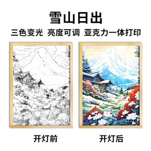 USB Rechargeable <b>Acrylic</b> LED Glowing Photo <b>Frame</b> Rectangle-Shaped Animal View Wall Art with Living Room Lighting Painting - Product Image 6