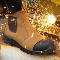 Bottes de sécurité à embout d'acier en cuir nubuck marron Crazy Horse avec semelle extérieure en PU TPU antidérapante pour le travail industriel et l'exploitation minière