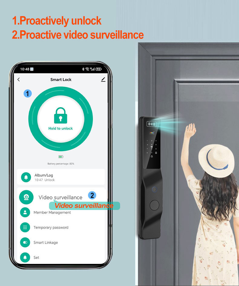 TYSH Ai Automatic Electronic Digital Lock Cerradura Inteligente Wifi App Fingerprint Card 3d Face Recognition Smart Door Lock · image 2