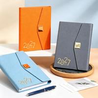 Agenda hebdomadaire et mensuel OEM Premium 2027 en anglais, portugais et espagnol, carnet de notes avec couverture en PU, coffret cadeau avec LOGO