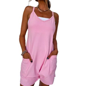 S-XL nuovo pagliaccetto <span class=keywords><strong>rosa</strong></span> senza maniche con scollo a V in Jersey Casual pantaloncini da <span class=keywords><strong>donna</strong></span> - Product Image 1