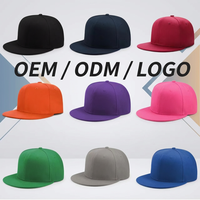Groothandel OEM ODM effenkleurige flat brim baseballcap met aangepast logo, hiphop pet, streetdance pet, casual reis- en reclamepet, unisex