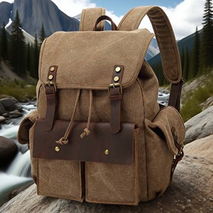 <span class=keywords><strong>Sac</strong></span> à dos rétro en <span class=keywords><strong>cuir</strong></span> véritable et toile pour <span class=keywords><strong>homme</strong></span>, vente en gros, durable, avec fermeture éclair, imperméable, pour la randonnée, les voyages, l'école, le travail et l'<span class=keywords><strong>ordinateur</strong></span> portable - Product Image 4