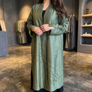 Dubai Abaya EID Ramadan <b>Islamic</b> <b>Clothing</b> Long Sleeve Anti-Wrinkle Handmade Modest Embroidered Plus Size Women Customized Silk - Product Image 3