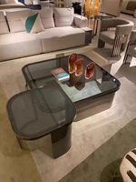 Table à thé en acier inoxydable de luxe italienne, style moderne et simple, table basse carrée en verre trempé pour salon