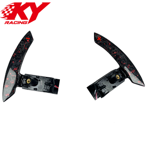 Volante deportivo personalizado de fibra de carbono forjada roja con cuero, LED y levas de cambio para Toyota Camry SE XSE TRD Corolla - Product Image 4