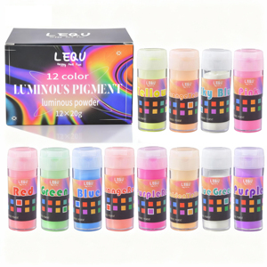 ผงสีเรืองแสง LEQU Happy And Fun 12 สี สำหรับตกแต่งเล็บ งานเรซิ่น และงานประดิษฐ์ต่างๆ - Product Image 5