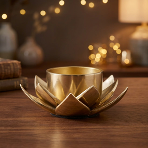 Support de Bougie Chaude Soma Pema Lotus Doré, Artisanat Écologique et Durable, Décoration Religieuse pour la Maison - Product Image 5