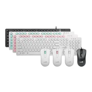 Kit Teclado komputer Klavye bulat, set keyboard dan mouse kabel USB, Keyboard dan mouse kombo