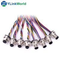 Connecteur de câble de moulage personnalisé ip67 ip68 m12 m8 étanche 3 broches 4 broches 5 broches 6 broches 8 broches 12 broches 17 broches