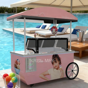 Chariot de vente ambulante de glaces en métal résistant à la rouille, remorquable, pour l'extérieur, avec une longue durée de vie - Product Image 2