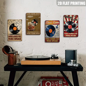 Donde las palabras no llegan, la música lo hace: Letreros de metal retro para decoración de pared de bares y pubs - Product Image 5