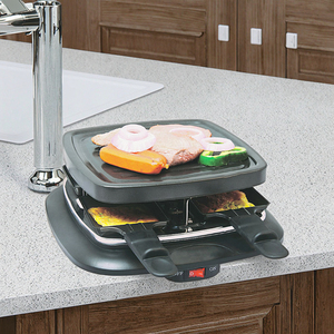 Mini Parrilla Eléctrica <span class=keywords><strong>Raclette</strong></span> XJ-92261 con Revestimiento Antiadherente para 4 Personas, 700 PTFE, 4 Sartenes Pequeñas, Aplicación Interior 3 en 1 - Product Image 1