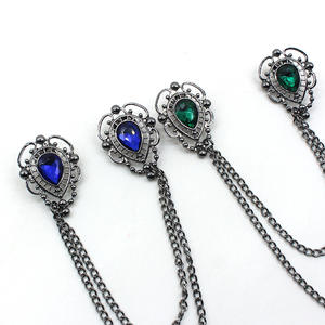 Elegante Imitação Pérola Azul Strass Em camadas Tassel Cadeia Gota Dangling Gravata Gravata Xaile Camisola Xaile Cadeia Clipes - Product Image 2