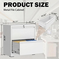 Meuble de classement professionnel en acier robuste à 2 tiroirs, verrouillable, anti-basculement, pour documents, avec structure en acier robuste