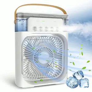 Desktop Spray Mist Fan Air Conditioners Work With USB Cable Electric Fan LED Water Mist Fan 3 In 1 Air Humidifier For Home
