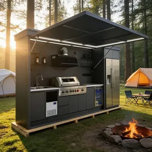 Station de barbecue toutes saisons à prix d'usine, armoire de cuisine extérieure portable avec protection UV pour salle de barbecue, en vente - Product Image 2