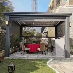 Couverture de patio Toit étanche Gazebo en aluminium Toit à persiennes électrique Jardin moderne motorisé Pergola extérieur