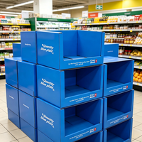 Présentoir de comptoir en carton ondulé personnalisé pour exposition en supermarché, boîte PDQ avec estampage à chaud et découpes pour magasin de détail