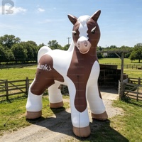 Cheval Poney Gonflable Géant Réaliste Lumineux à LED en Tissu Oxford avec Logo Personnalisé pour Ranch Grand