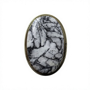 Pendentif en laiton rainuré Irfan Gems Irfan Gems04 en jaspe Pinolith de haute qualité, 100 % cristal naturel, formes et tailles variées, unisexe - Product Image 1
